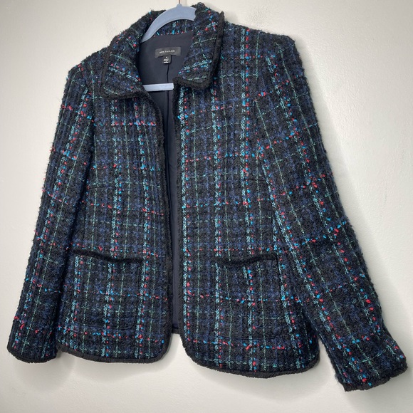 Ann Taylor NWOT Tweed Fringe Collared Career Elegant Blazer Sz 10 Old Money - Picture 4 of 11